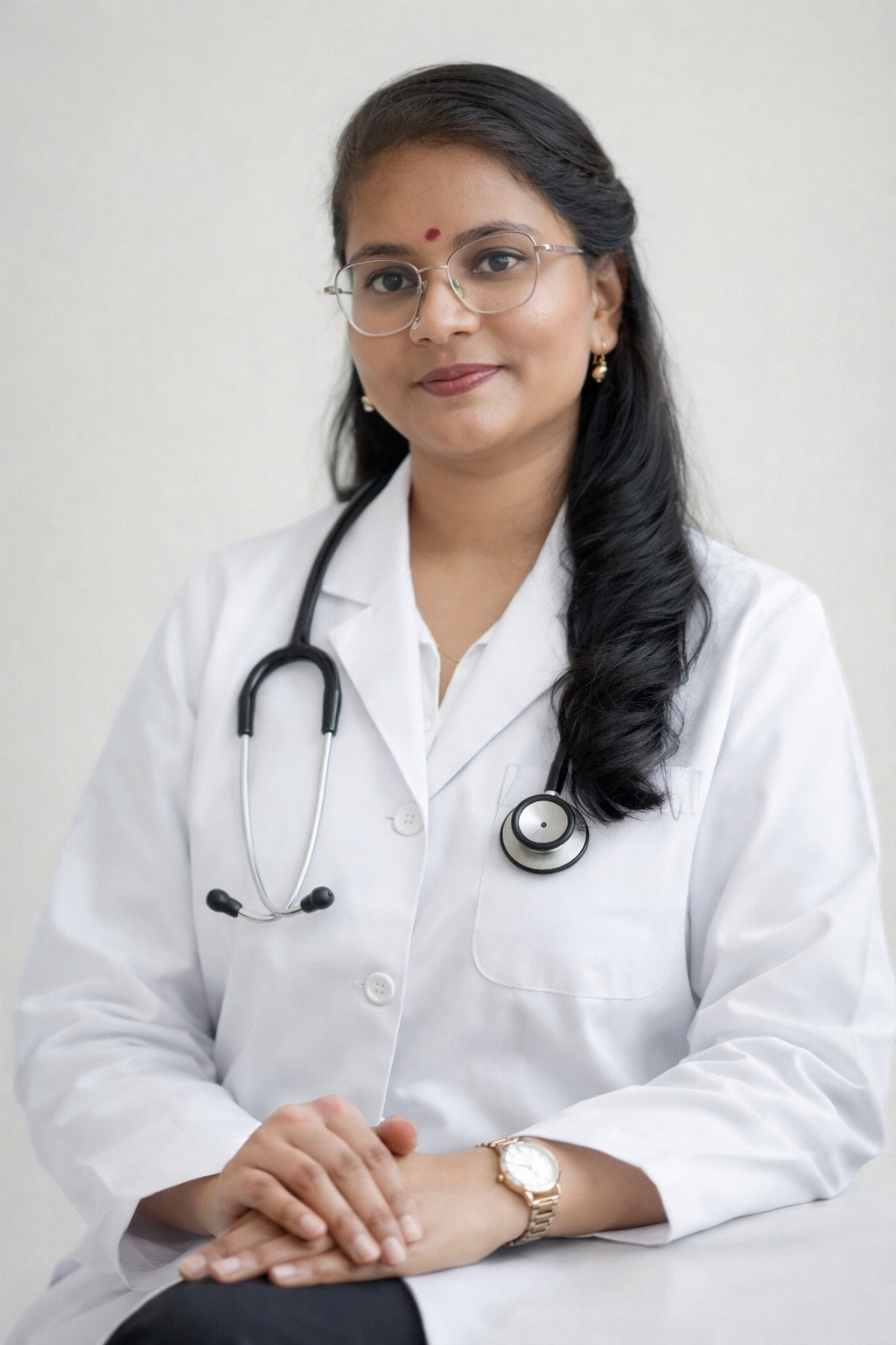 Maheshwari Gupta - Dental Student in white coat with stethoscope